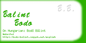 balint bodo business card